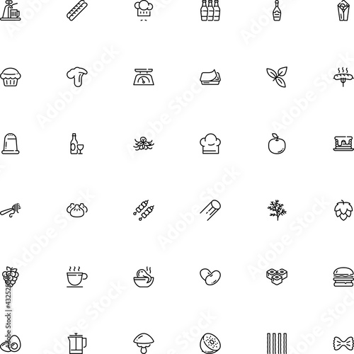 icon vector icon set such as: raspberry, bud, dough, pot, profession, kiwi, blossom, decaf, linguine, berry, shashlik, cannelloni pasta shape, dill, cappuccino, pepper, harvest, weight, eastern