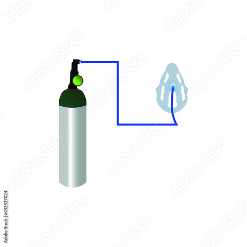 oxygen cylinder with mask and india map ,Vector Illustration.