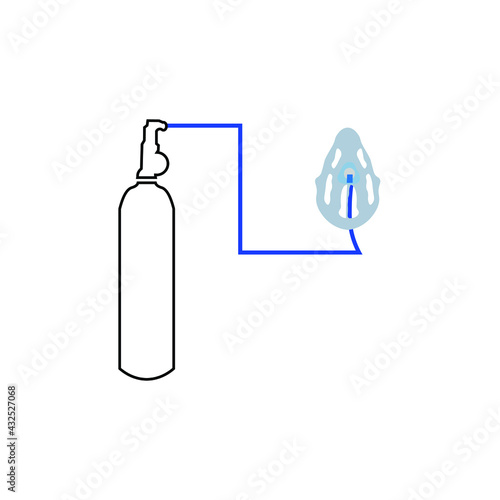 oxygen cylinder with mask and india map ,Vector Illustration.