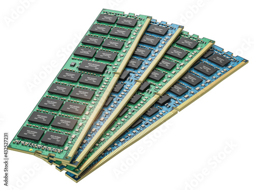 Canvastavla DDR ram computer memory modules isolated on white.