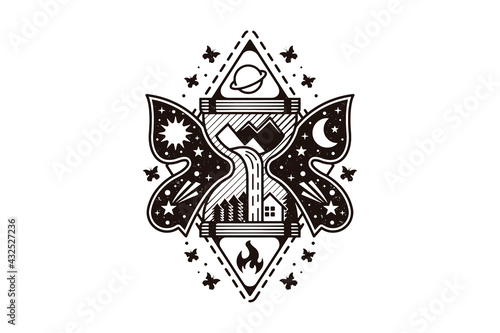Fantasy Hourglass Landscape Logo Design