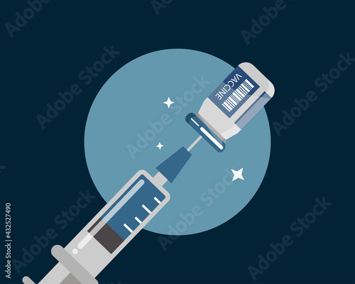 Vaccine for COVID-19 concept: Doctor giving patient vaccine. Cartoon vector style for your design.	