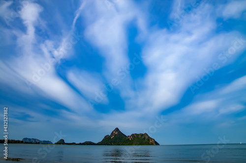 View from Lom Muak Mountain (Khao Lom Muak) from Manow bay, Prachuap Khiri Khan, Thailand for background photo