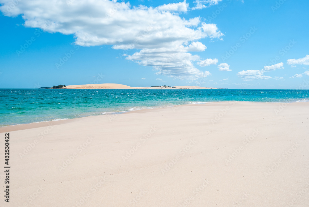 Fototapeta premium Landscape a turquoise beach and paradise on an island of Mozambique