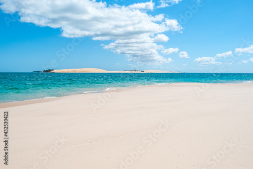 Landscape a turquoise beach and paradise on an island of Mozambique