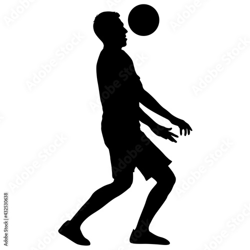 silhouettes of soccer players with the ball on white background