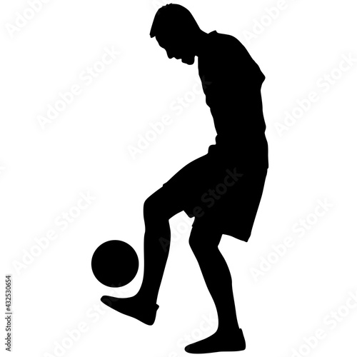 silhouettes of soccer players with the ball on white background