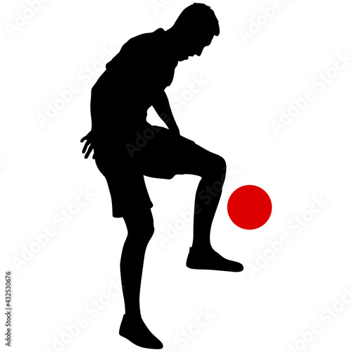 silhouettes of soccer players with the ball on white background