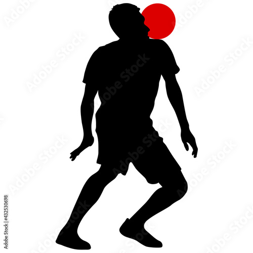 silhouettes of soccer players with the ball on white background