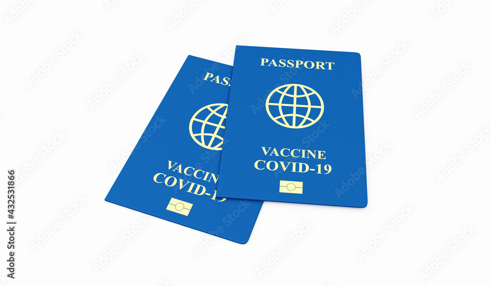 Group of Coronavirus vaccination document. Covid-19 Passports on white background Group of Coronavirus vaccination document. Covid-19 Passports on white background