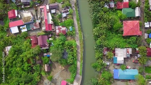 Aerial Shot Of Canal Amidst Houses In Town - Baler, Philippines photo