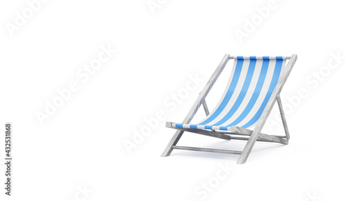 Canvas Print Summer concept. Wooden Beach Chair on white background