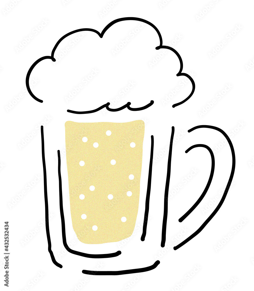Hand-drawn illustration of mug beer ジョッキビールの手描きイラスト Hand-drawn illustration of mug beer ジョッキビールの手描きイラスト