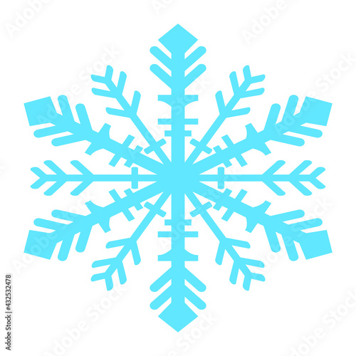 Snowflake icon. Blue snowflake vector illustration on transparent background.