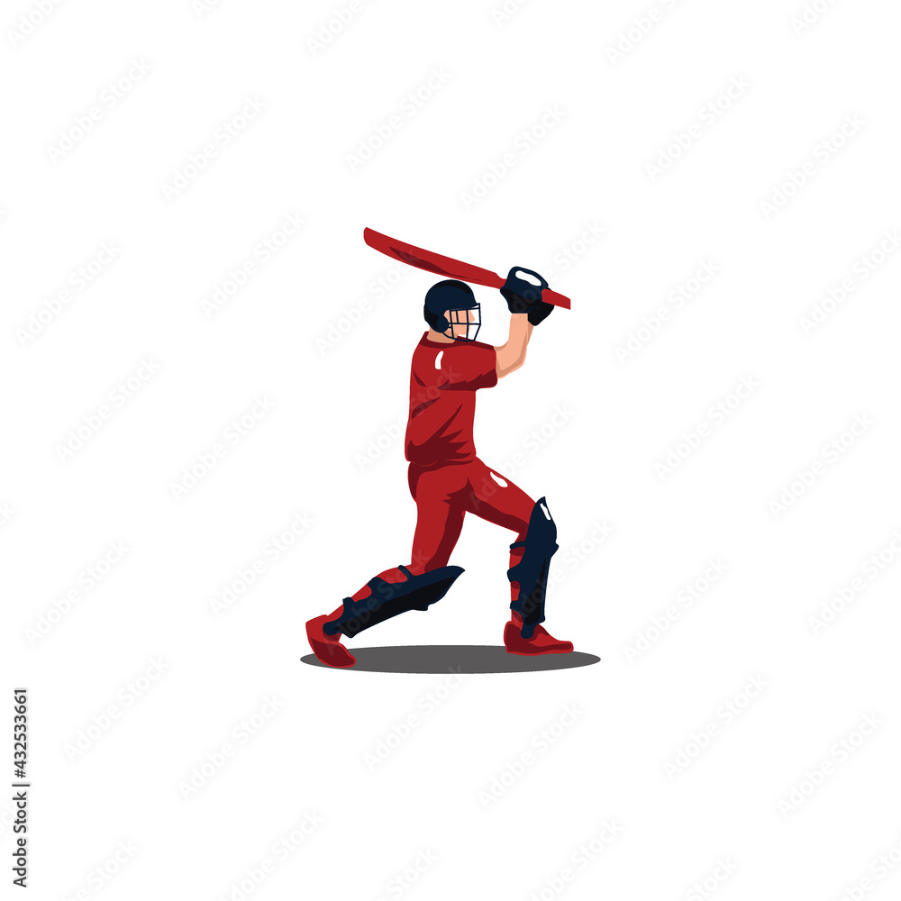 Obraz premium cricket athlete hitting the ball on cricket game - sport man cartoon hitting the ball isolated on white