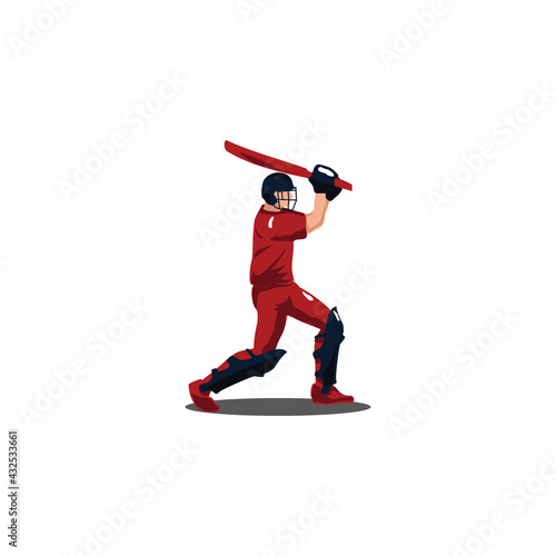 cricket athlete hitting the ball on cricket game - sport man cartoon hitting the ball isolated on white