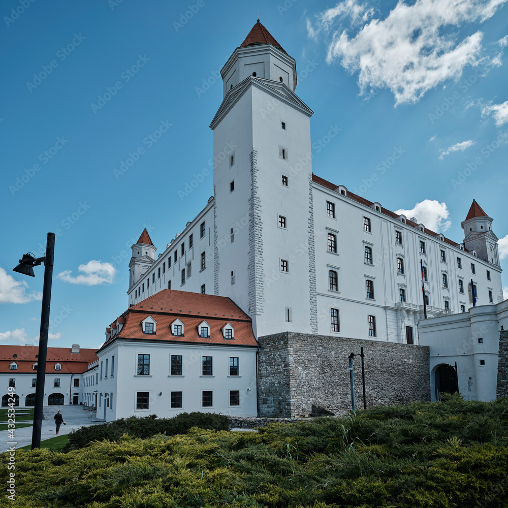 Bratislava Castle in the capital of Slovakia low angle view