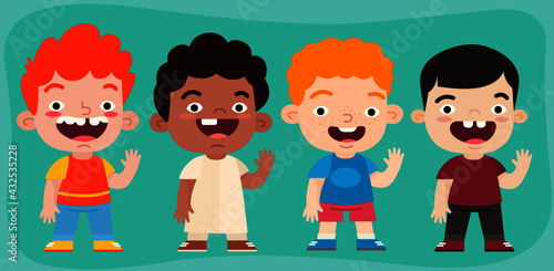 Set of Multiethnic children