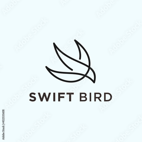 abstract swallow bird logo. swift bird icon