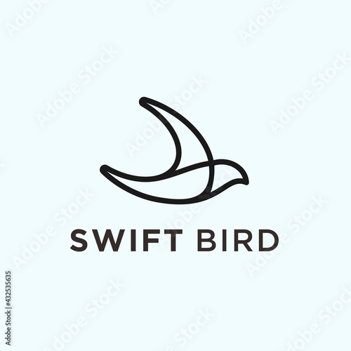 abstract swallow bird logo. swift bird icon