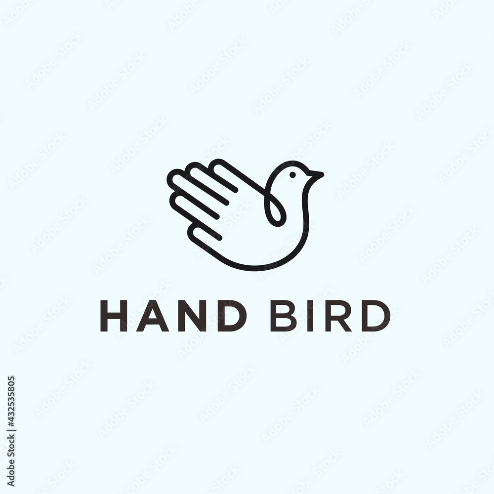 abstract hand bird logo. bird icon abstract hand bird logo. bird icon