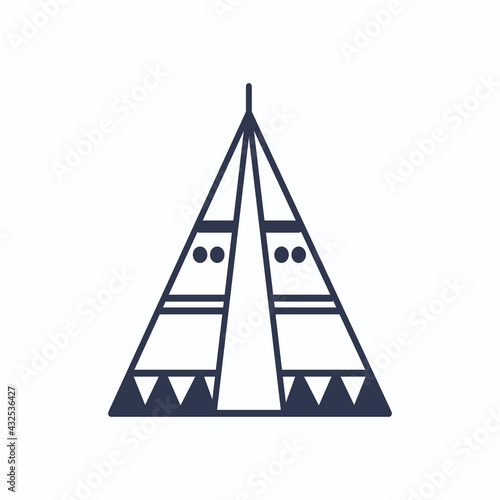 Beautiful wigwam isolated on white background. Decorative elements of the Indian tribe. Vector illustration