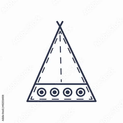 Beautiful wigwam isolated on white background. Decorative elements of the Indian tribe. Vector illustration