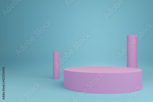 3d blue and pink podium