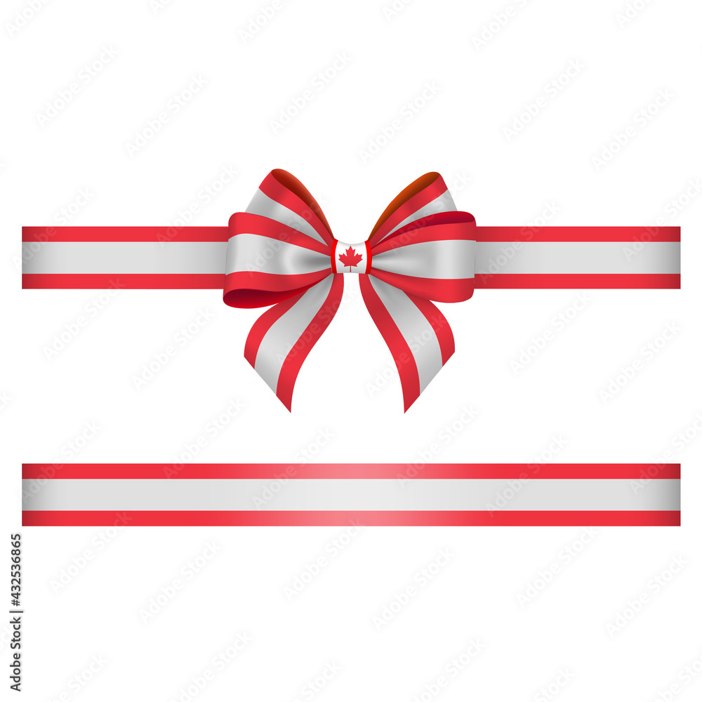 Bow and ribbon with Canada flag colors and leaf Bow and ribbon with Canada flag colors and leaf