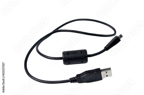 USB cable for dslr camera isolated on a white background
