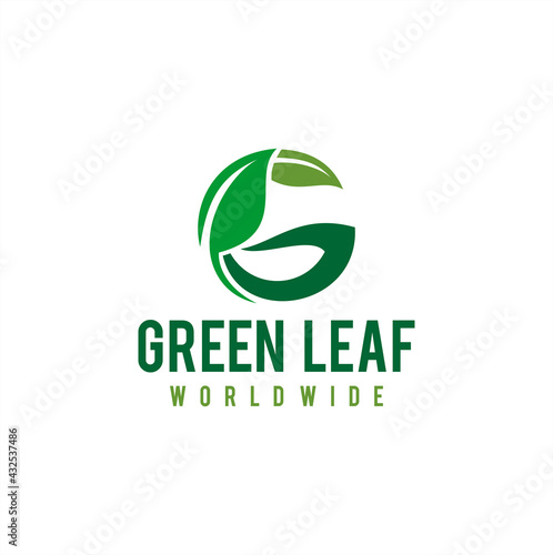 Green ecology logo vector icon illustration, Abstract Green Leaf Logo design vector template