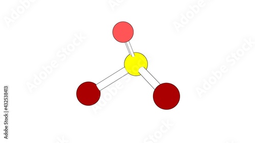 360º realistic 3D view of Thionyl Bromide as a seamless loop over a white opaque background with alpha mask. Also called thionyl dibromide and thionylbromide.