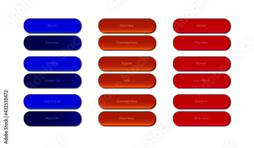 Web buttons isolated. Rollover icon. Website download button. Simple modern concept button for website and projects. Dark and light interface design. Click to download icons