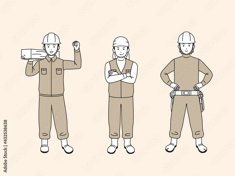 大工 土方 親方 職人 男性 労働者 全身 イラスト素材 Stock Vector Adobe Stock