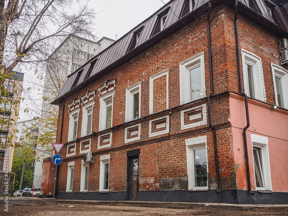Old brick two-floor building in Kazan city, Russia