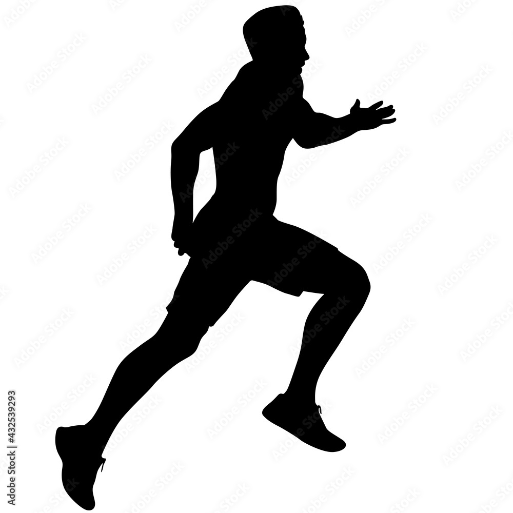 Black Silhouettes Runners sprint men on white background Black Silhouettes Runners sprint men on white background