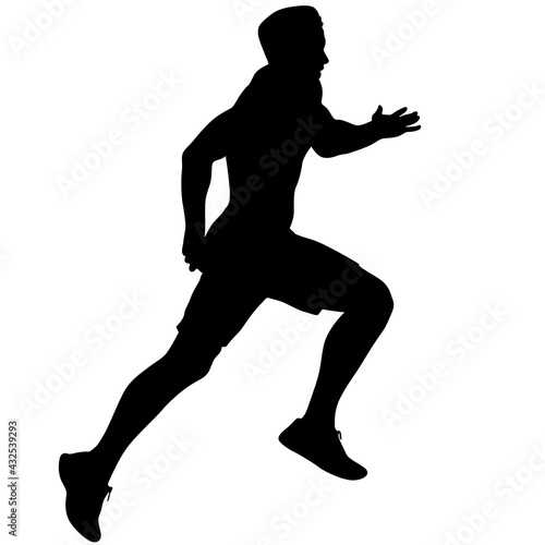 Black Silhouettes Runners sprint men on white background