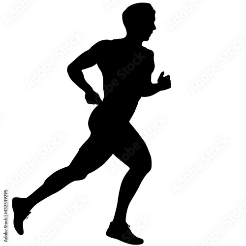 Black Silhouettes Runners sprint men on white background