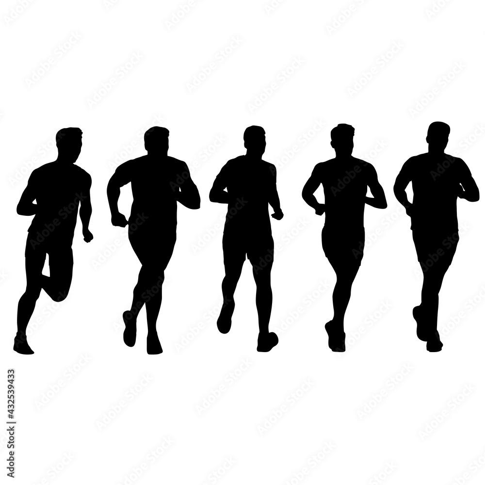 Set of silhouettes. Runners on sprint men on white background Set of silhouettes. Runners on sprint men on white background