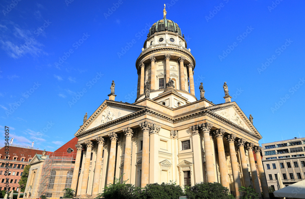 The French Cathedral on Gendarmenmarkt Square in Berlin. Germany, Europe. 