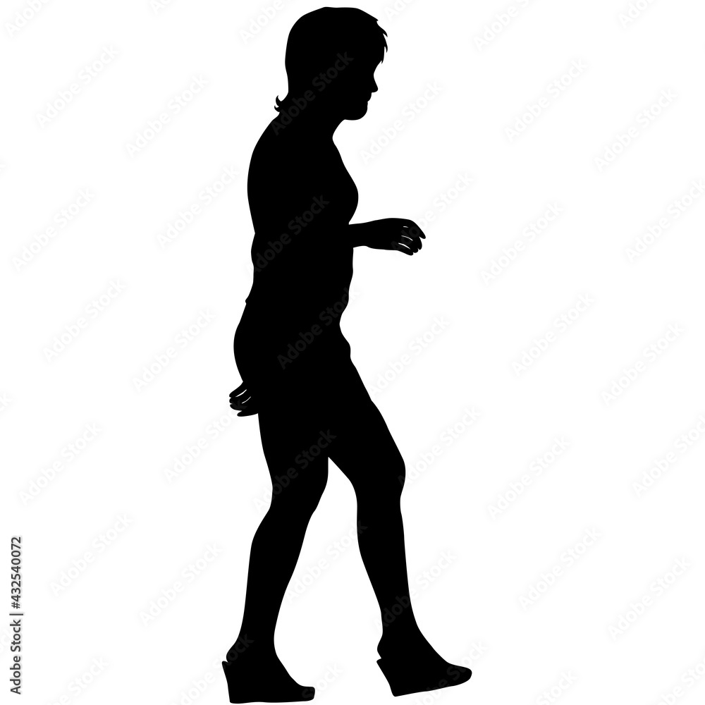 Silhouette of a walking girl on a white background Silhouette of a walking girl on a white background