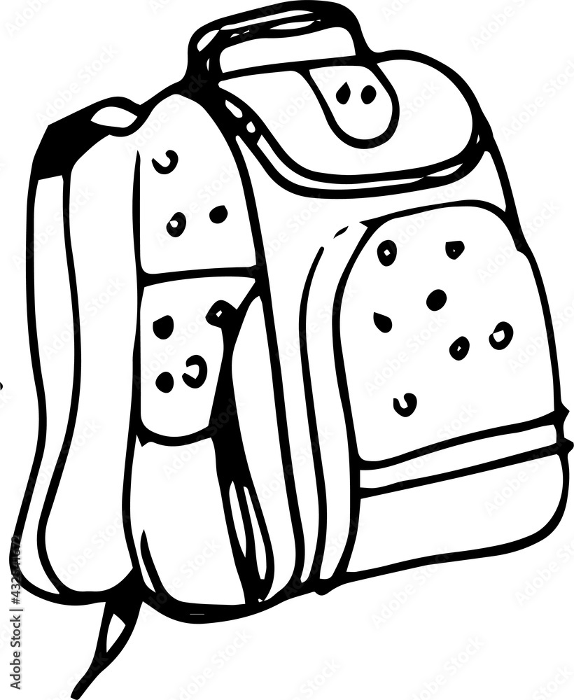 Backpack bag briefcase for kids for school travel. Doodle sketch drawing graphic illustration line trendy things print isolated elements on white background
Backpack bag briefcase for kids for school travel. Doodle sketch drawing graphic illustration line trendy things print isolated elements on white background