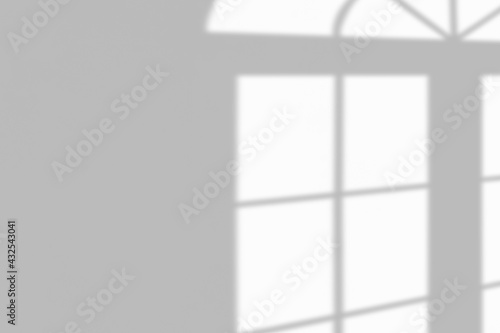 Window shadow drop on white wall background