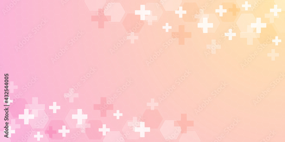Illustration of a medical background with hexagons pattern and crosses Illustration of a medical background with hexagons pattern and crosses