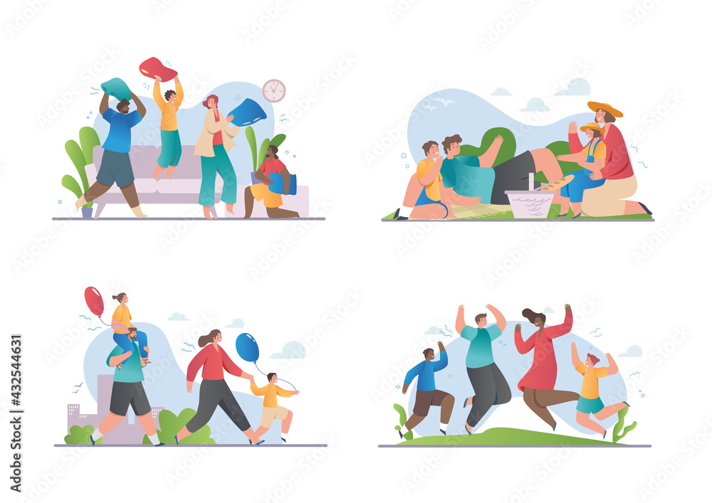 Families, parents and children spend time together Families, parents and children spend time together