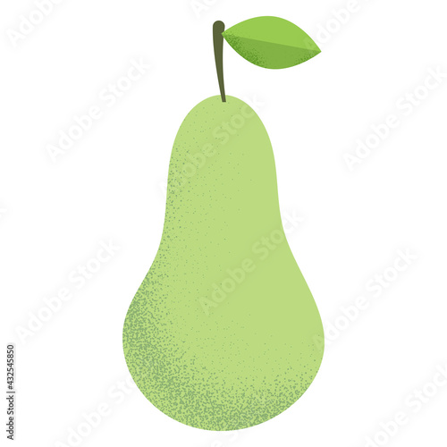 Green pear. Icon, stamp, menu item. Vector illustration isolated on white background.