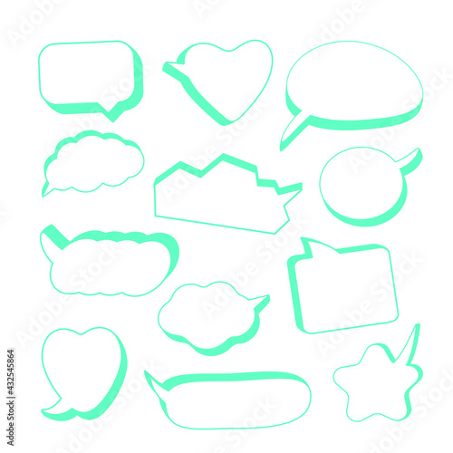 Vector bubble for dialogue, correspondence, chat, communication, comment. Collection of cute message box. Stylish cartoon pastel dialogue blank isolated on white background, hand-drawn, free hand.