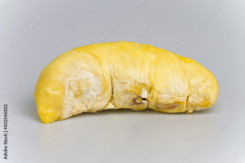 Top view front side of fresh yellow color traditional Thai durian sweet fruit by nature product isolated in white background. Top view front side of fresh yellow color traditional Thai durian sweet fruit by nature product isolated in white background.