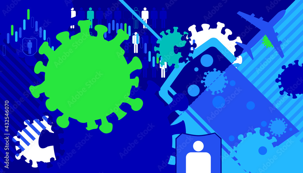 Fototapeta premium Vector illustration of Coronavirus vaccine abstract background. Covid-19 vaccination concept.