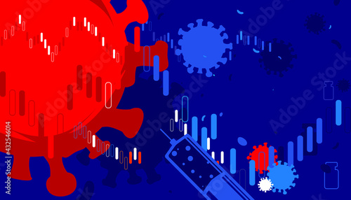 Vector illustration of Coronavirus vaccine abstract background. Covid-19 vaccination concept.